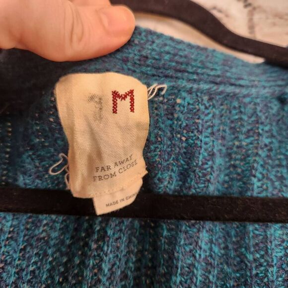 Anthropologie Far Away From Close Knit Cardigan Fisherman Sweater Women Medium - Picture 10 of 10